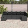 Lauko baldų komplektas Sodo Sofų Rinkinys su pagalve 7 pcs Juoda poliratanas