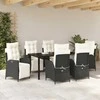 Lauko baldų komplektas Sodo valgomojo komplektas su pagalve 7 pcs Juoda poliratanas