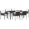 Lauko baldų komplektas Sodo valgomojo komplektas 7 pcs Ruda ir juoda PE ratanas