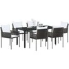 Lauko baldų komplektas Sodo valgomojo komplektas 7 pcs Ruda ir juoda PE ratanas