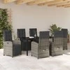 Lauko baldų komplektas Sodo valgomojo komplektas su pagalve 7 pcs Pilka poliratanas