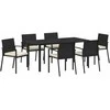 Lauko baldų komplektas Sodo valgomojo komplektas 7 pcs Juoda