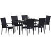 Lauko baldų komplektas Sodo valgomojo komplektas 7 pcs Juoda