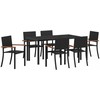 Lauko baldų komplektas Sodo valgomojo komplektas 7 pcs Juoda