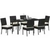 Lauko baldų komplektas Sodo valgomojo komplektas 7 pcs Juoda