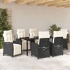 Lauko baldų komplektas Sodo valgomojo komplektas su pagalve 7 pcs Juoda poliratanas