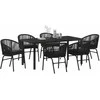 Lauko baldų komplektas Sodo valgomojo komplektas 7 pcs Juoda