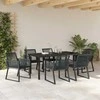 Lauko baldų komplektas Sodo valgomojo komplektas 7 pcs Juoda
