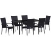 Lauko baldų komplektas Sodo valgomojo komplektas 7 pcs Juoda