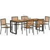 Sodo valgomojo komplektas 7 pcs Juoda ir Ruda poliratanas