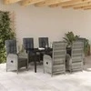 Lauko baldų komplektas Sodo valgomojo komplektas su pagalve 7 pcs Pilka poliratanas