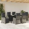 Lauko baldų komplektas Sodo valgomojo komplektas su pagalve 7 pcs Pilka poliratanas