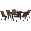 Lauko baldų komplektas Sodo valgomojo komplektas 7 pcs Ruda ir juoda