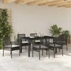 Lauko baldų komplektas Sodo valgomojo komplektas 7 pcs Juoda poliratanas