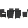 Lauko baldų komplektas Sodo valgomojo komplektas 7 pcs Juoda poliratanas