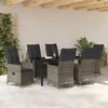 Lauko baldų komplektas Sodo valgomojo komplektas su pagalve 7 pcs Pilka poliratanas