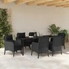 Sodo valgomojo komplektas su pagalve 7 pcs Juoda poliratanas