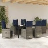 Lauko baldų komplektas Sodo valgomojo komplektas su pagalve 7 pcs Juoda poliratanas
