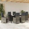 Lauko baldų komplektas Sodo valgomojo komplektas su pagalve 7 pcs Pilka poliratanas