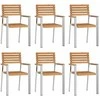 Lauko baldų komplektas Sodo valgomojo komplektas 7 pcs Ruda Kieto teka medžio
