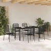 Lauko baldų komplektas Sodo valgomojo komplektas 7 pcs Juoda