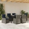 Lauko baldų komplektas Sodo valgomojo komplektas su pagalve 7 pcs Pilka Poli ratanas