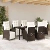 Lauko baldų komplektas Sodo valgomojo komplektas su pagalve 7 pcs Ruda poliratanas