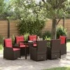 Lauko baldų komplektas Sodo valgomojo komplektas su pagalve 7 pcs Ruda Poli ratanas