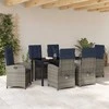 Lauko baldų komplektas Sodo valgomojo komplektas su pagalve 7 pcs Pilka poliratanas