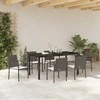 Lauko baldų komplektas Sodo valgomojo komplektas 7 pcs Ruda ir juoda PE ratanas