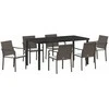 Lauko baldų komplektas Sodo valgomojo komplektas 7 pcs Ruda ir juoda PE ratanas