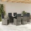Lauko baldų komplektas Sodo valgomojo komplektas su pagalve 7 pcs Pilka poliratanas