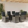 Lauko baldų komplektas Sodo valgomojo komplektas su pagalve 7 pcs Pilka poliratanas