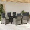Lauko baldų komplektas Sodo valgomojo komplektas su pagalve 7 pcs Pilka poliratanas