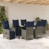 Stalo ir kėdžių komplektas su pagalve 7 pcs Pilka PE ratanas