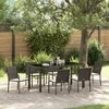 Lauko baldų komplektas Sodo valgomojo komplektas 7 pcs Ruda ir juoda PE ratanas