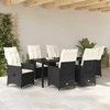 Lauko baldų komplektas Sodo valgomojo komplektas su pagalve 7 pcs Juoda poliratanas