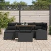 Sodo Sofų Rinkinys su pagalve 7 pcs Juoda