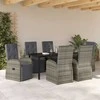 Lauko baldų komplektas Sodo valgomojo komplektas su pagalve 7 pcs Pilka poliratanas