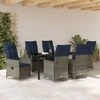 Stalo ir kėdžių komplektas su pagalve 7 pcs Pilka PE ratanas