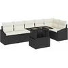 Sodo Sofų Rinkinys su pagalve 7 pcs Juoda ir kreminė