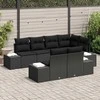 Lauko baldų komplektas Sodo Sofų Rinkinys su pagalve 7 pcs Juoda poliratanas