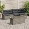 Lauko baldų komplektas Sodo Sofų Rinkinys su pagalve 7 pcs Pilka poliratanas