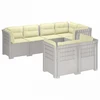 7-Vietis Sodo Sofa su Pagalvėlėmis Ratanas PP Balta