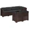7-Vietis Sodo Sofa su Pagalvėlėmis Ratanas PP Ruda