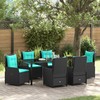 Sodo valgomojo komplektas su pagalve 7 pcs Juoda Poli ratanas