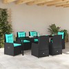Sodo valgomojo komplektas su pagalve 7 pcs Juoda Poli ratanas