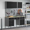 Darbo spinta 8 pcs Juoda Inžinerinė mediena ir plienas