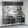 Darbastalio komplektas su stalčių 8 pcs Juoda ir pilka
