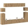 TV staliukas 8 dalių sieninis televizoriaus spintelės komplektas Artisan Oak